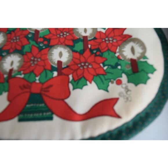 Cecil Saydah 3pc Christmas Kitchen Towel Set Poinsettia Tree Hot Pad Tie Vtg - Picture 2 of 5